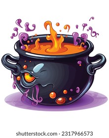 Cackling Witch Cauldron illustration on white background