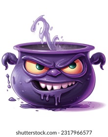 Cackling Witch Cauldron illustration on white background