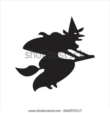 Cackling witch with pointed black hat.