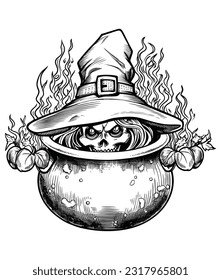 Cackling Witchs Cauldron coloring page