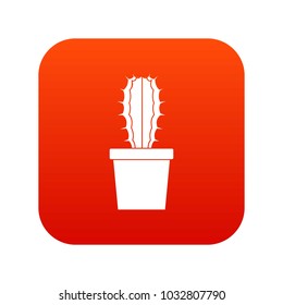 Cactaceae cactus icon digital red for any design isolated on white vector illustration