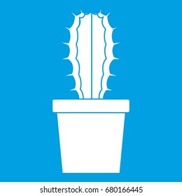 Cactaceae cactus icon white isolated on blue background vector illustration