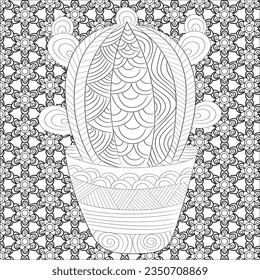 Cactas Coloring Book Page with pattern