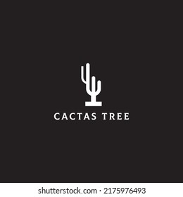 Cactas Tree Logo Design Black