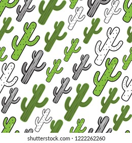 Cacti Cactus Plant Seamless Pattern Background Wrap Design