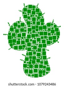 Cacti collage icon of square shapes and circle particles in different sizes. Vector items are composed into cacti composition design concept.