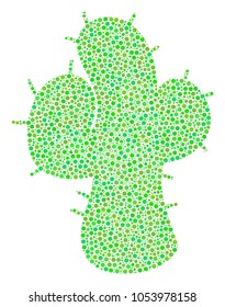 Cacti composition of dots in different sizes and ecological green color hues. Circle elements are organized into cacti vector composition. Organic vector illustration.