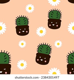 Cacti and daisies in the morning light