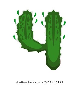 Cacti dessert plant, cactus font type cartoon number 4 four. Mexican succulent typography figure, prickly cactus font vector number. Desert plant leaf type numeral symbol or cacti typeface digit