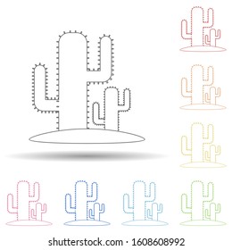 cacti flat in multi color style icon. Simple thin line, outline vector of Summer icons for ui and ux, website or mobile application
