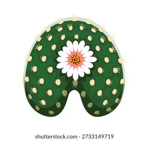 Cacti font, succulent letters typeface, cactus kids type alphabet. Green desert plant with blossom flower growth in pot. Cartoon vector cute summer floral tropical abc clipart letter a
