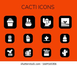 cacti icon set. 12 filled cacti icons. Included Cactus, Terrarium icons