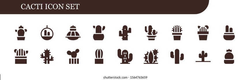cacti icon set. 18 filled cacti icons.  Simple modern icons about  - Cactus, Terrarium
