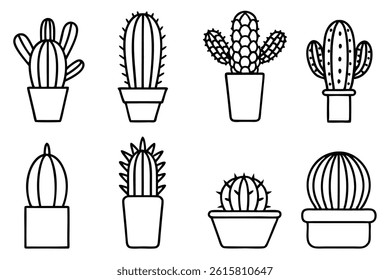 Cacti line art illustration for modern nature designs