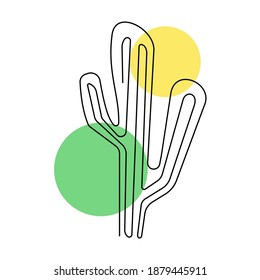 Cacti Line art with yellow and green dot