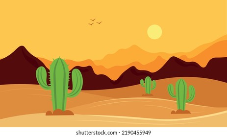 cacti on the background of dunes in the desert
