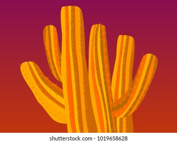 Cacti. Orange Vector Cactus. Prickly Tree with Needles. Cactus for Web Design, Wallpapers, Illustrations, Postcards, Invitations, Textile, Fabrics, Tiles, Posters, Banners. Beautiful Realistic Cactus.