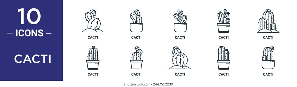 cacti outline icon set includes thin line cacti, cacti, icons for report, presentation, diagram, web design