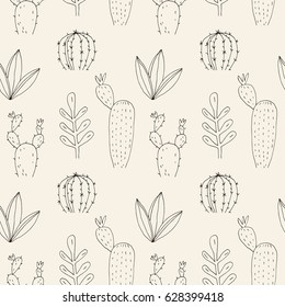 Cacti print. Seamless pattern