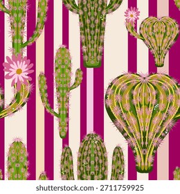 Cacti padrão sem emenda em estilo mexicano, motivos de deserto