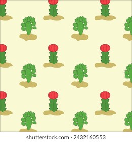 cacti seamless pattern, varieties of cacti, cacti in the desert