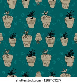 Cacti Seamless Pattern.Illustration  for Surface , Invitation , Notebook, Banner , Wrap Paper ,Textiles, Cover, Magazine ,Postcard 