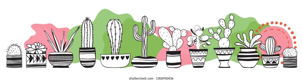 Cacti set . Vector