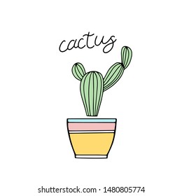 Cacti. Spring time. greeting card. Message. T - shirt design. Vector illustration. poster. concept - i love you. Cute cactuses. gardening.