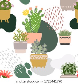 Cacti and succulents. Indoor plants and flowers in pots. Landscaping at home. Decor for the apartment and garden. 