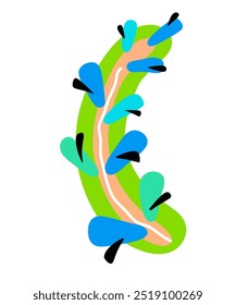 Clipart de vetor de cactos em um estilo abstrato multicolorido. Uma planta de cactos com flores de várias cores e formas.