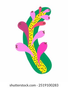 Clipart de vetor de cactos em um estilo abstrato multicolorido. Uma planta de cactos com flores de várias cores e formas.