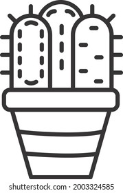 Cacti Vector Line Icon Design
