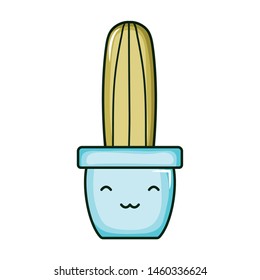 cactu plant in pot kawaii character