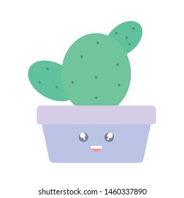 cactu plant in pot kawaii character