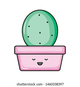 cactu plant in pot kawaii character