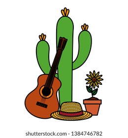 cactu with straw hat and guitar