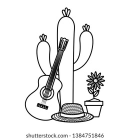 cactu with straw hat and guitar
