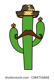 cactu with straw hat and mustache