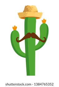 cactu with straw hat and mustache