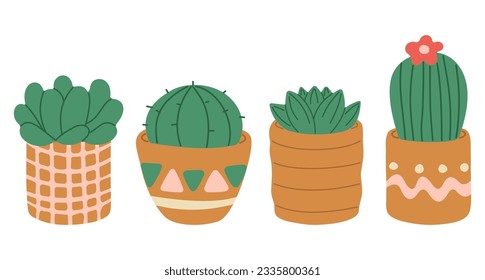  Cactus 2 lindo sobre un fondo blanco, ilustración vectorial.