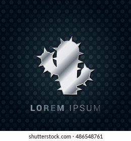 Cactus 3D Silver/Platinum/Steel Metallic Premium Icon / Logo Design