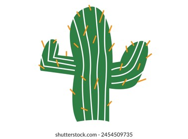 Cactus Abstract Cartoon art. Editable Clip art.