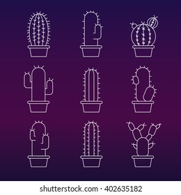 Cactus abstract collection in vector illustration
