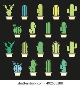 Cactus abstract collection in vector illustration