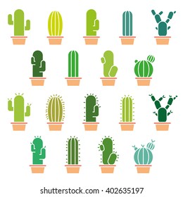Cactus abstract collection in vector illustration