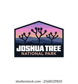 Cactus Adventure Patch Joshua Tree National Park Style Logo design, vector illustration