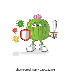 the cactus against viruses cartoon. cartoon mascot vector