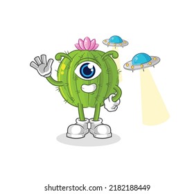 the cactus alien cartoon mascot vector