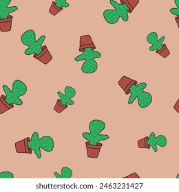 Cactus All Over Print Seamless Pattern Vector Illustration