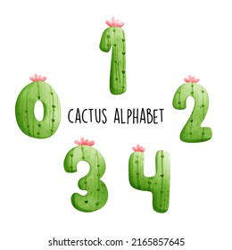 Cactus Alphabet, Cactus Font, Vector Illustration